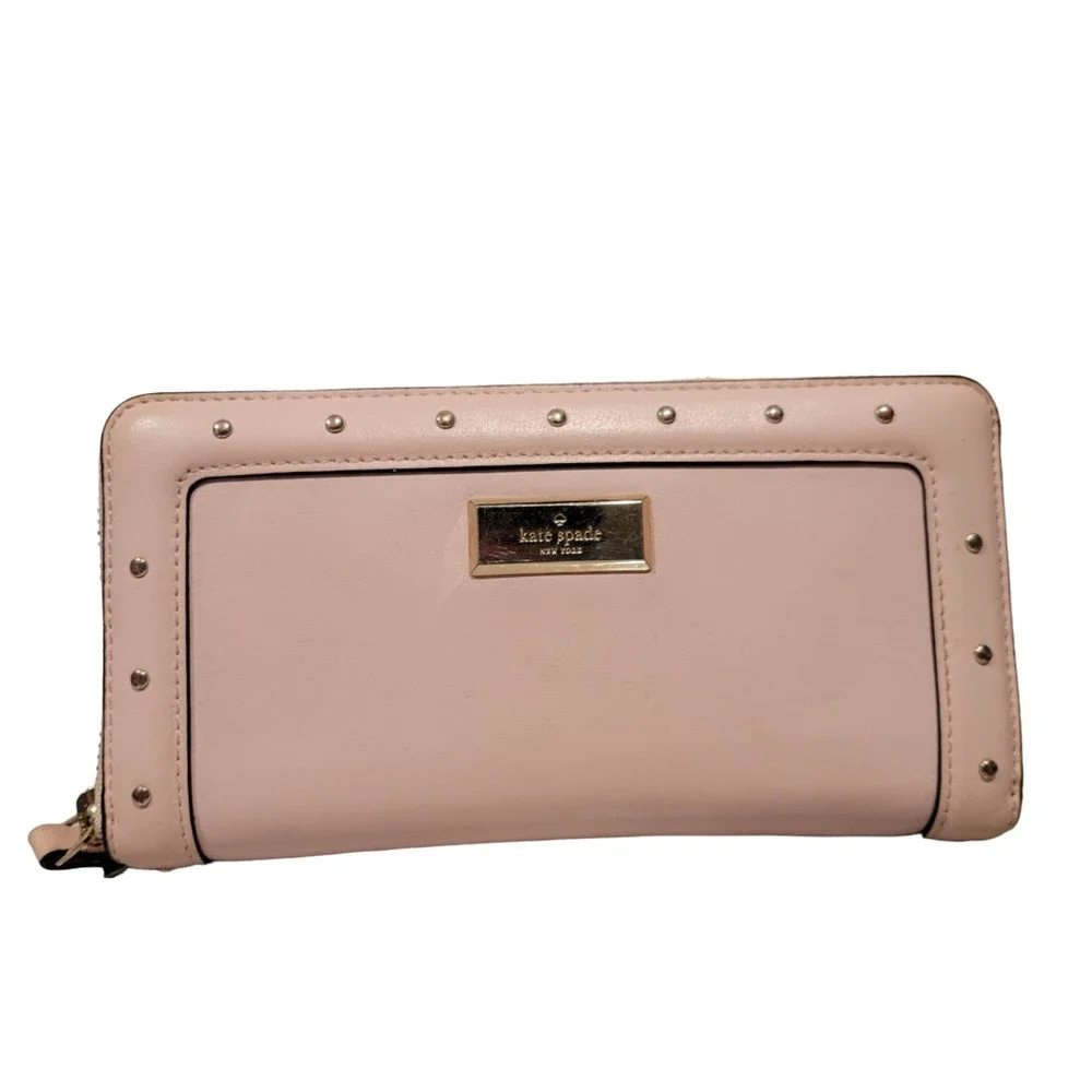 kate spade Blush Pink Studded Zip Wallet